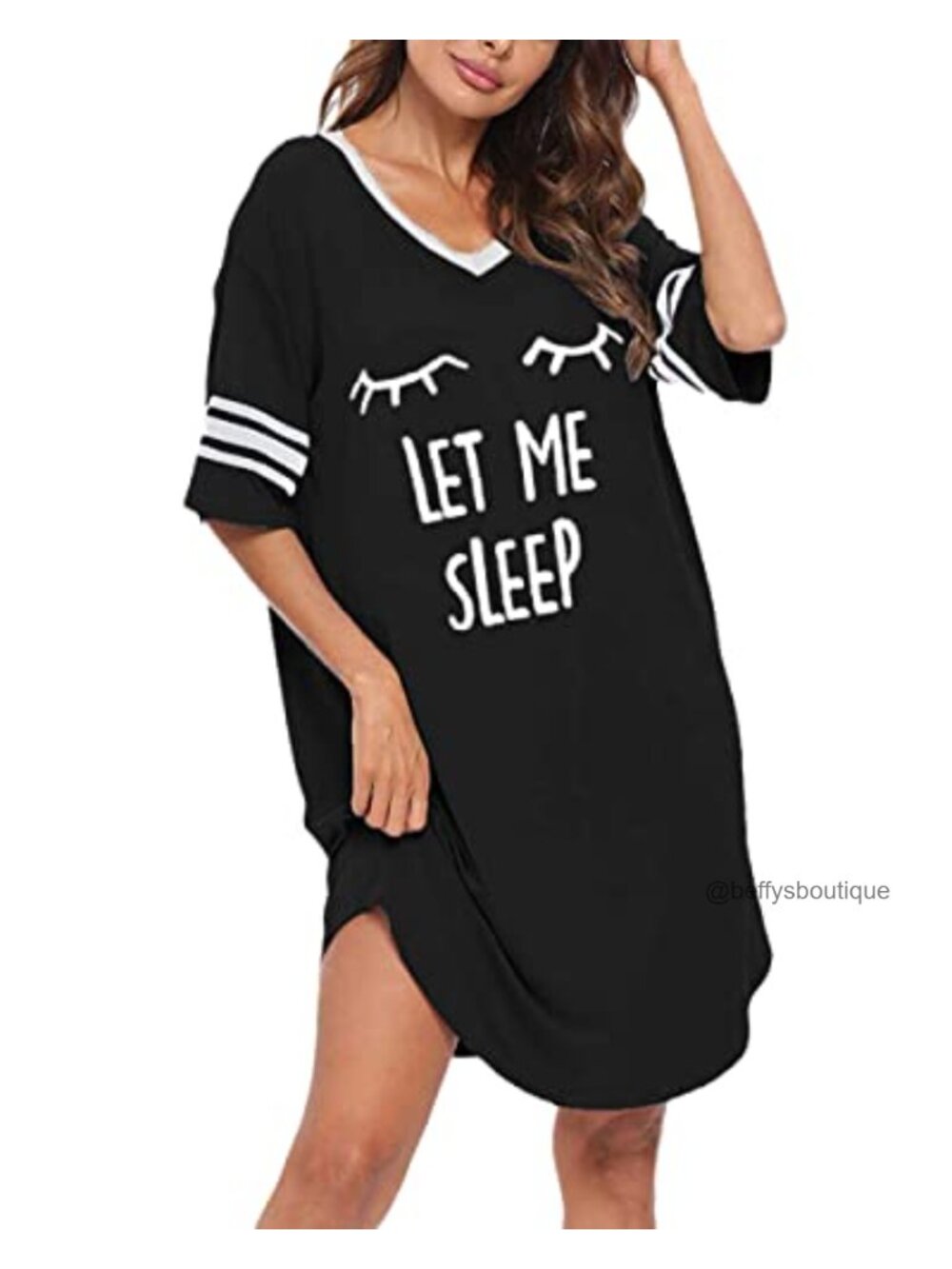 Women's Cotton Modal Sleep Shirt Short Sleeve V-Neck Nightgown - Picture 1 of 6